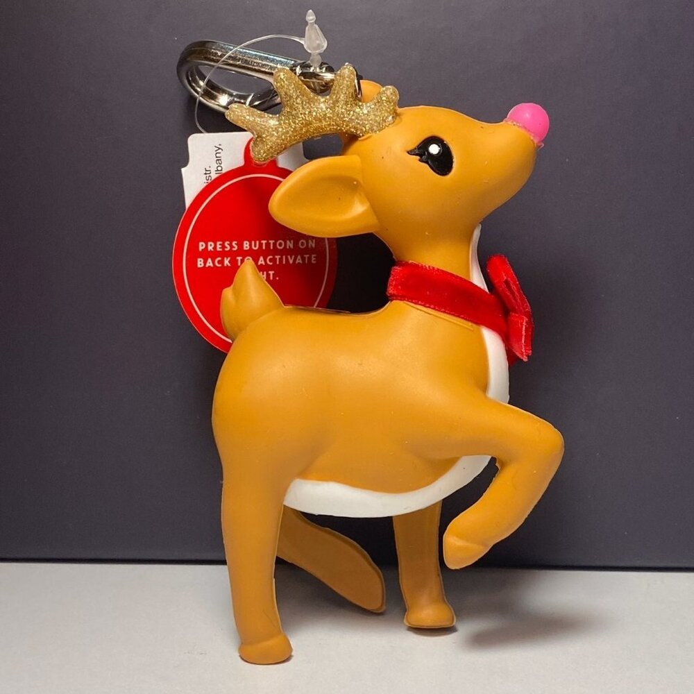 Bath and Body Works Rudolph The Red Nose Reindeer Pocketbac Holder Keychain NEW